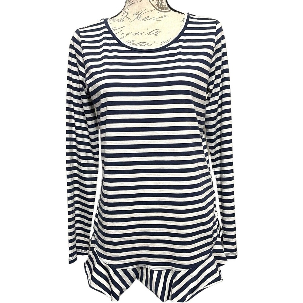 Toad&Co Striped Long Sleeve Tunic Women Size M Navy Blue White‎ Coastal Nautical